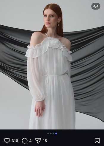 Mor V Yaka Uzun Kollu Pilili Kadın Elbise - Görsel 3