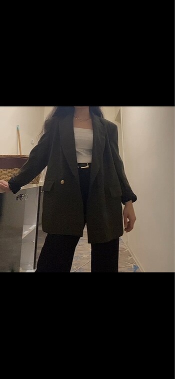 m Beden Yeni ve etiketli haki yeşili blazer ceket
