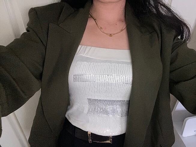 Yeni ve etiketli haki yeşili blazer ceket