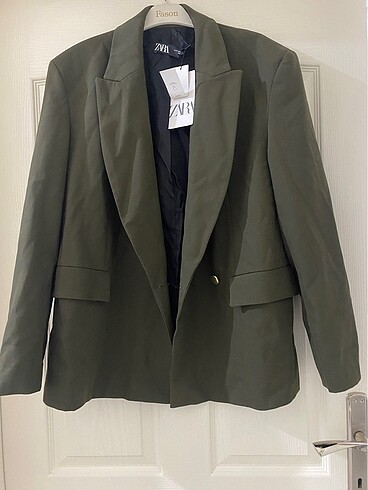 Zara Yeni ve etiketli haki yeşili blazer ceket