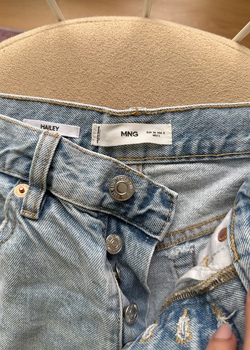 34 Beden Bağcıklı Mavi Mini Denim Şort
