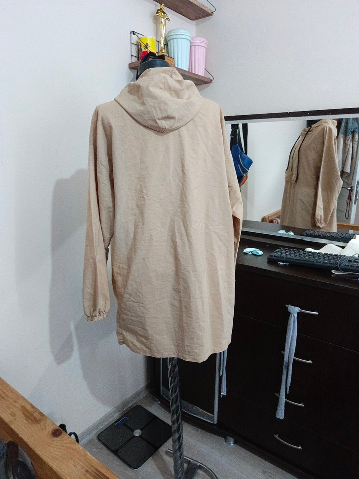 Bej Midi Street Style Kadın Yağmurluk - Görsel 4