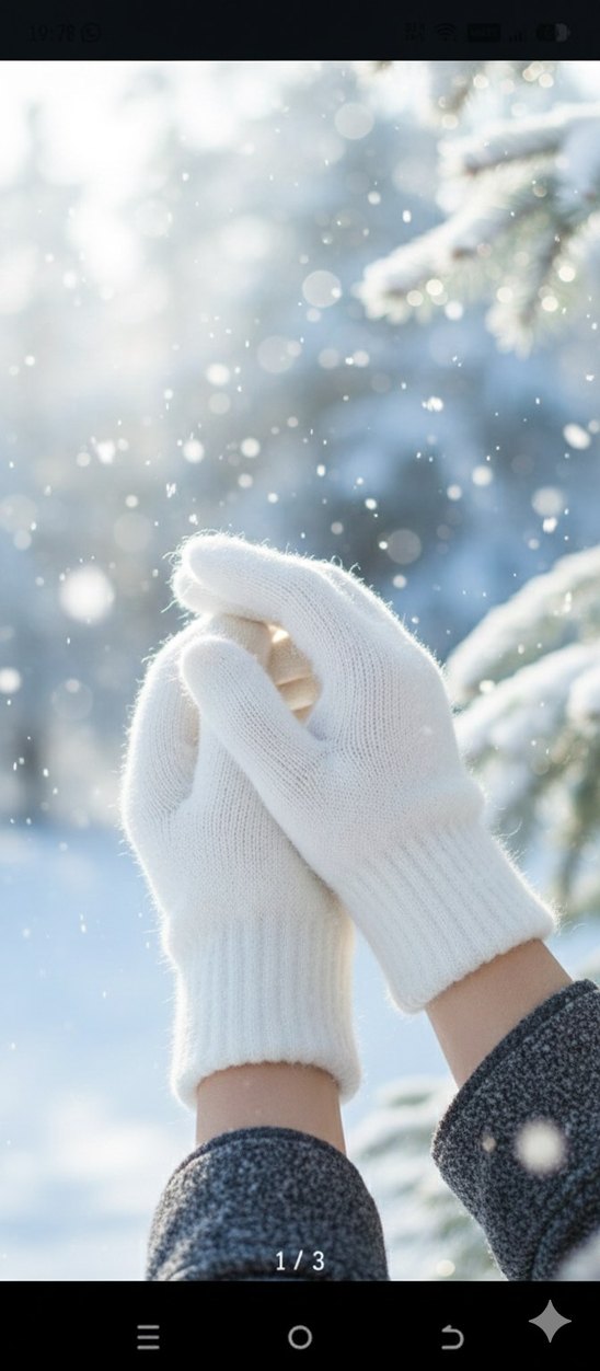 Beyaz Örgü Kadın Eldiveni - Görsel 2