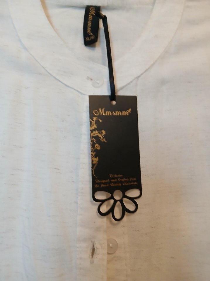 Beyaz Uzun Keten Bohem Elbise - Görsel 2