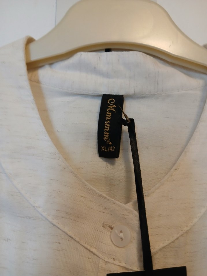 Beyaz Uzun Keten Bohem Elbise - Görsel 3