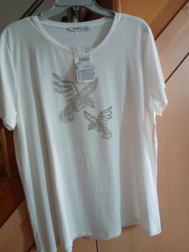 Beyaz Kuş Baskılı Kadın Tişört - Görsel 2