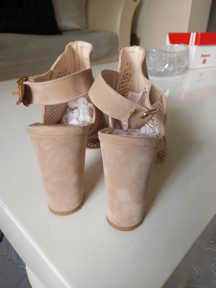 Bej Süet Kadın Dolgu Topuklu Ayakkabı - Görsel 5