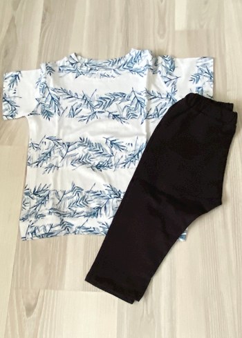 24-36 Ay Beden Mavi Gri 3 yaş Erkek Çocuk Batik Desenli Tişört