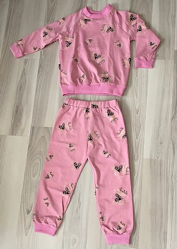 Pembe Baskılı Bebek Kız Takımı