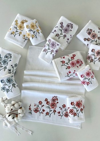 Özdilek Nakışlı Beyaz Pastel Havlu Seti