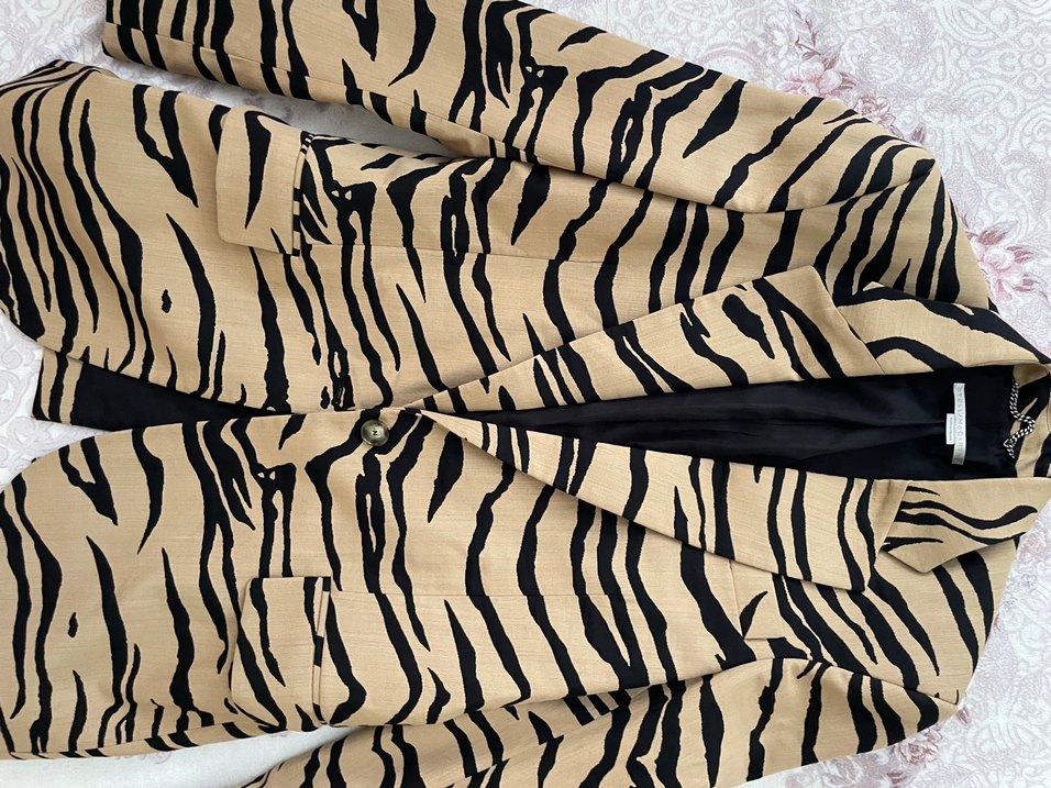 Kahverengi Zebra Desenli Kadın Blazer — görsel 4/7