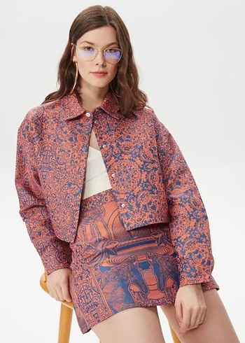 Les benjamins Uzun Kollu Bohem Desenli Kadın Gömlek ve etek - Görsel 10