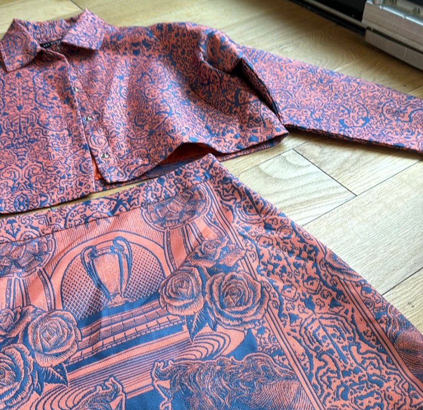 Les benjamins Uzun Kollu Bohem Desenli Kadın Gömlek ve etek - Görsel 5