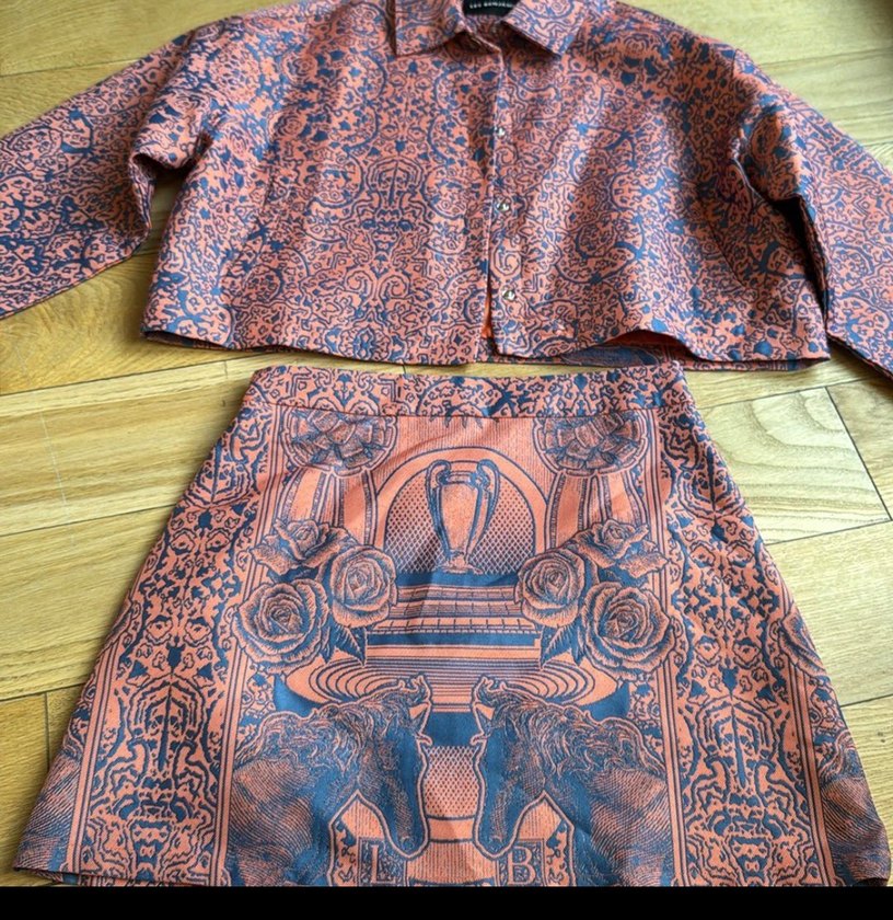 Les benjamins Uzun Kollu Bohem Desenli Kadın Gömlek ve etek - Görsel 4