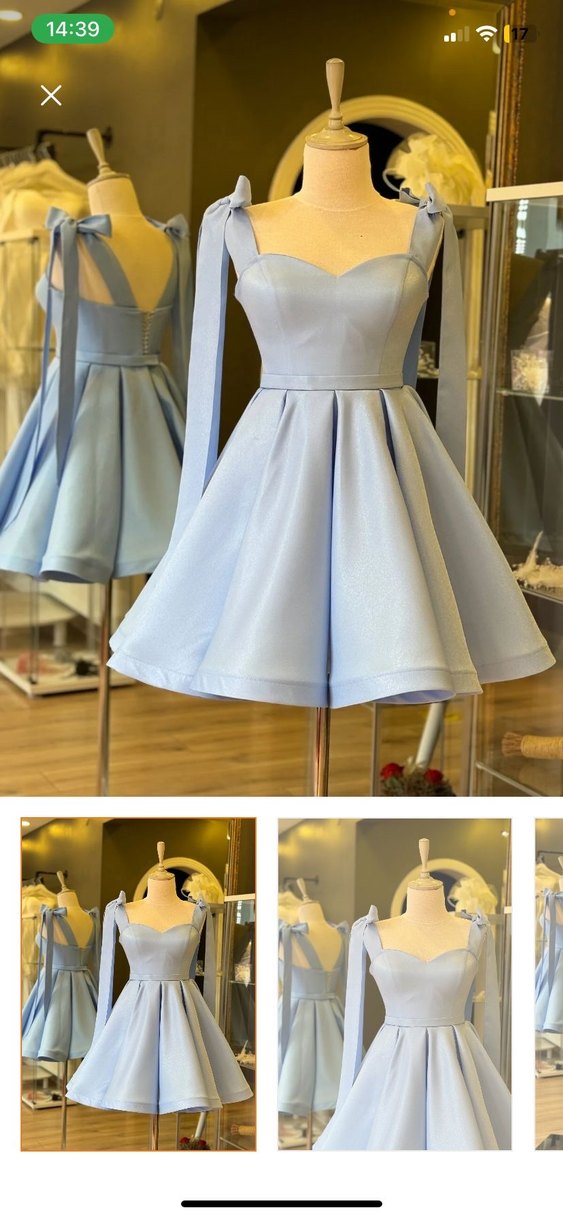 Mavi Mini Pilili Abiye Elbise - Görsel 3