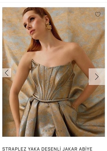 Bej Drapeli Straplez Uzun Abiye Elbise - Görsel 2