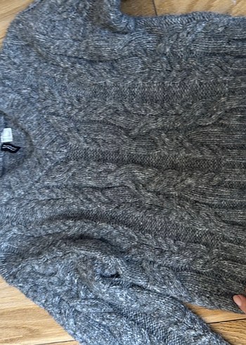 Gri Örgü Kadın Kazak - Görsel 4