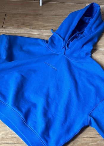 Mavi Kısa Kollu Kadın Sweatshirt - Görsel 2