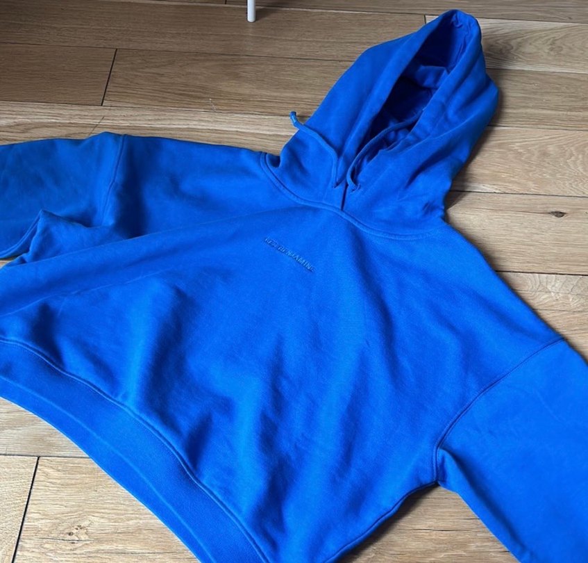 Mavi Kısa Kollu Kadın Sweatshirt - Görsel 2