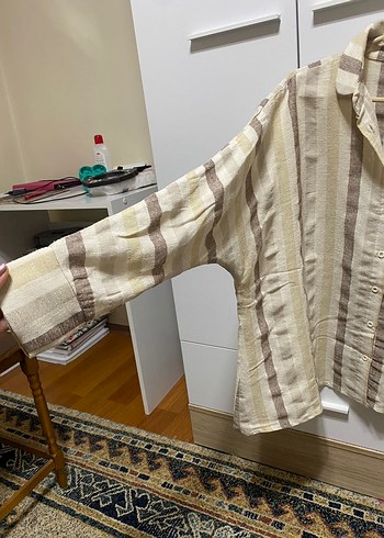 Uzun Kollu Keten Gömlek - Görsel 3