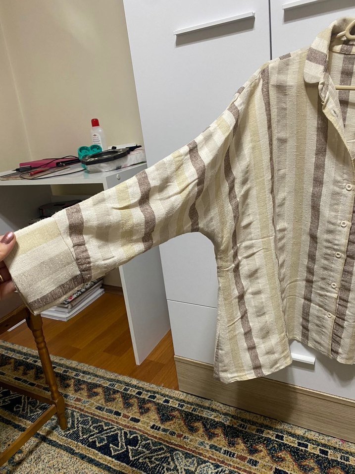 Uzun Kollu Keten Gömlek - Görsel 3