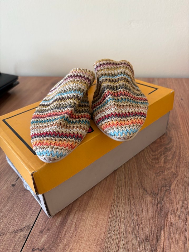 Renkli Örgü Bohem Kadın Terlik - Görsel 2