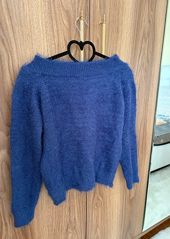 Lacivert Kadın Triko Bisiklet Yaka Kazak - Görsel 2