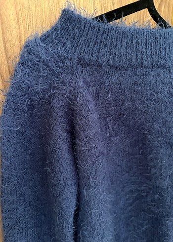 Lacivert Kadın Triko Bisiklet Yaka Kazak - Görsel 3