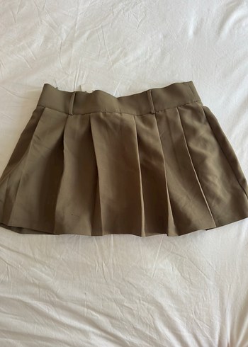 36 Beden Bej Pilili Mini Etek