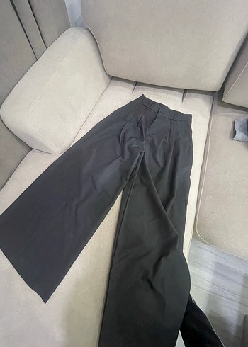 xl Beden Kadın Gri Pilili Kumaş Pantolon