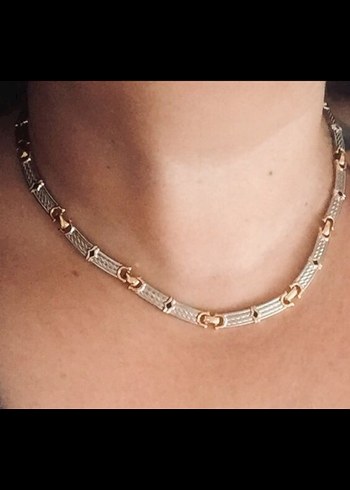 altın ve rodyum  kaplama kararmaz unisex Kolye - Görsel 2