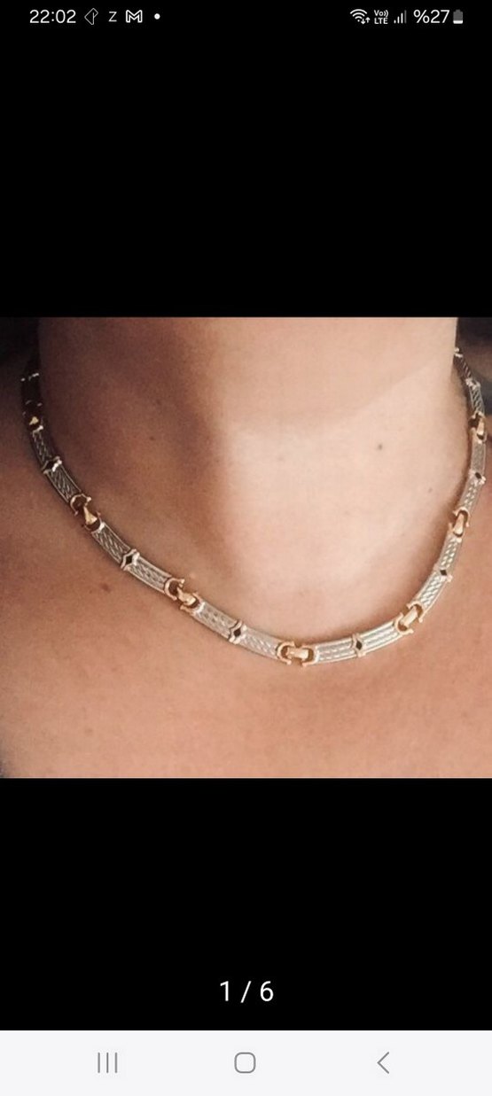 altın ve rodyum  kaplama kararmaz unisex Kolye - Görsel 2