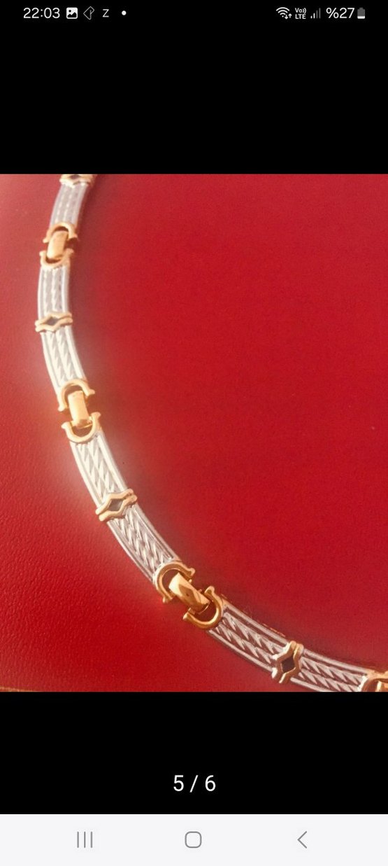 altın ve rodyum  kaplama kararmaz unisex Kolye - Görsel 5