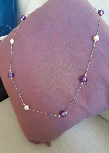 Mor ve  incili  Bohem Kolye - Görsel 3