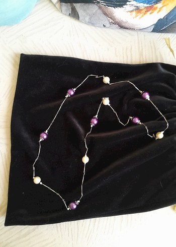 Mor ve  incili  Bohem Kolye - Görsel 5