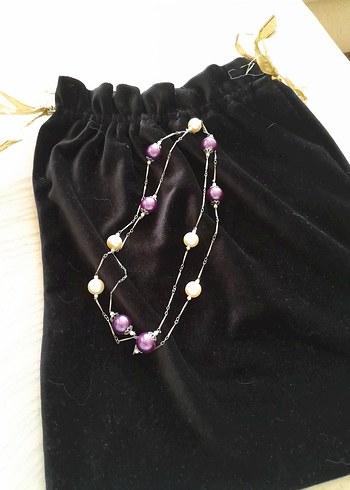 Mor ve  incili  Bohem Kolye - Görsel 8