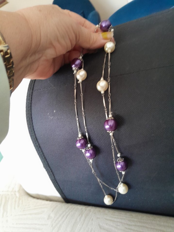Mor ve  incili  Bohem Kolye - Görsel 2