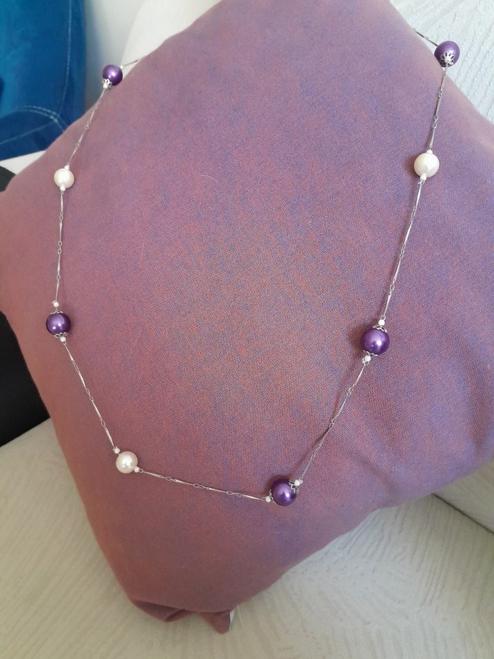 Mor ve  incili  Bohem Kolye - Görsel 3