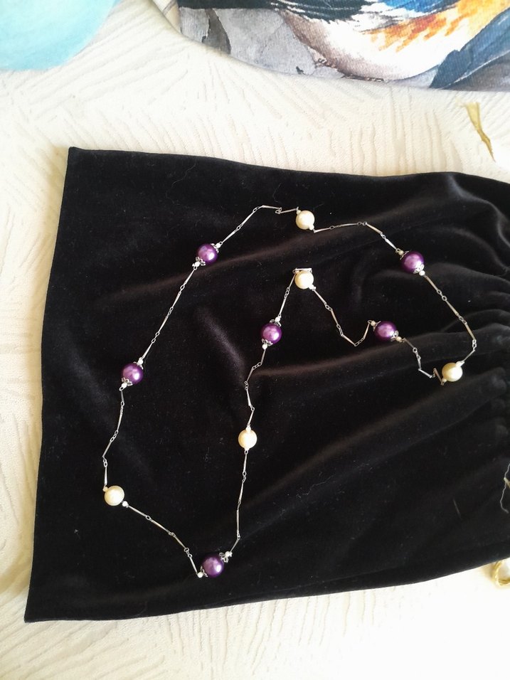 Mor ve  incili  Bohem Kolye - Görsel 5