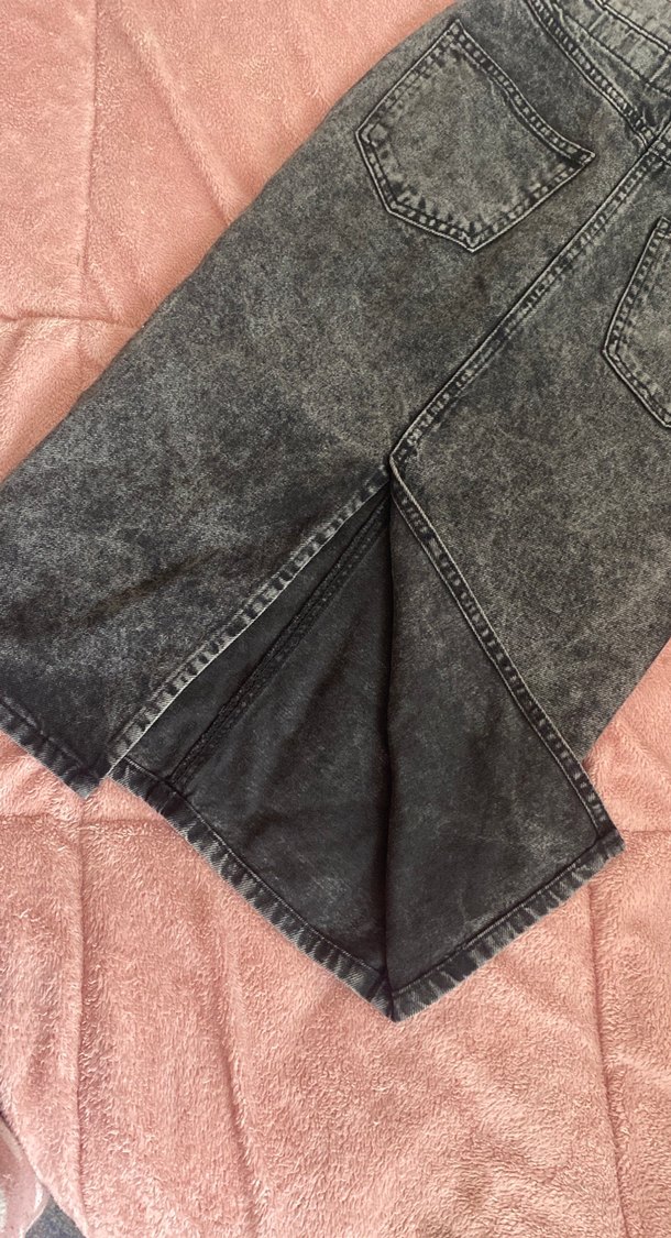 Kadın Gri Denim Bol Kesim Midi Jean - Görsel 4