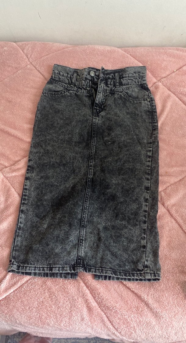 Kadın Gri Denim Bol Kesim Midi Jean - Görsel 2