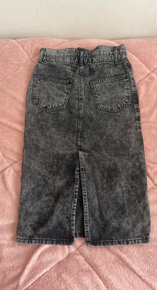 Kadın Gri Denim Bol Kesim Midi Jean - Görsel 3