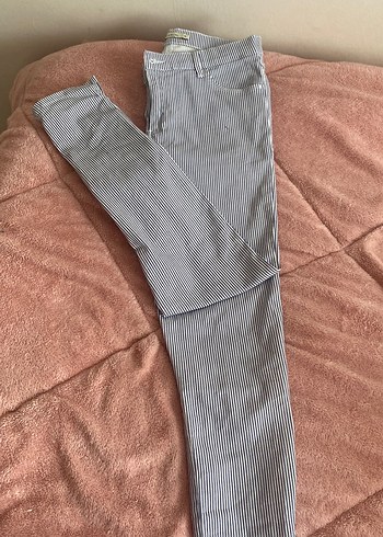 LCW Casual Çizgili Kadın Denim Pantolon - Görsel 3