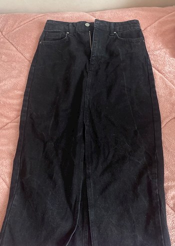 Siyah Normal Boy Kadın Denim etek