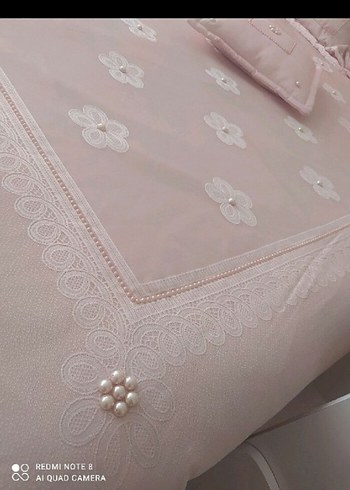 Nakışlı Pembe Yatak Örtüsü - Görsel 2