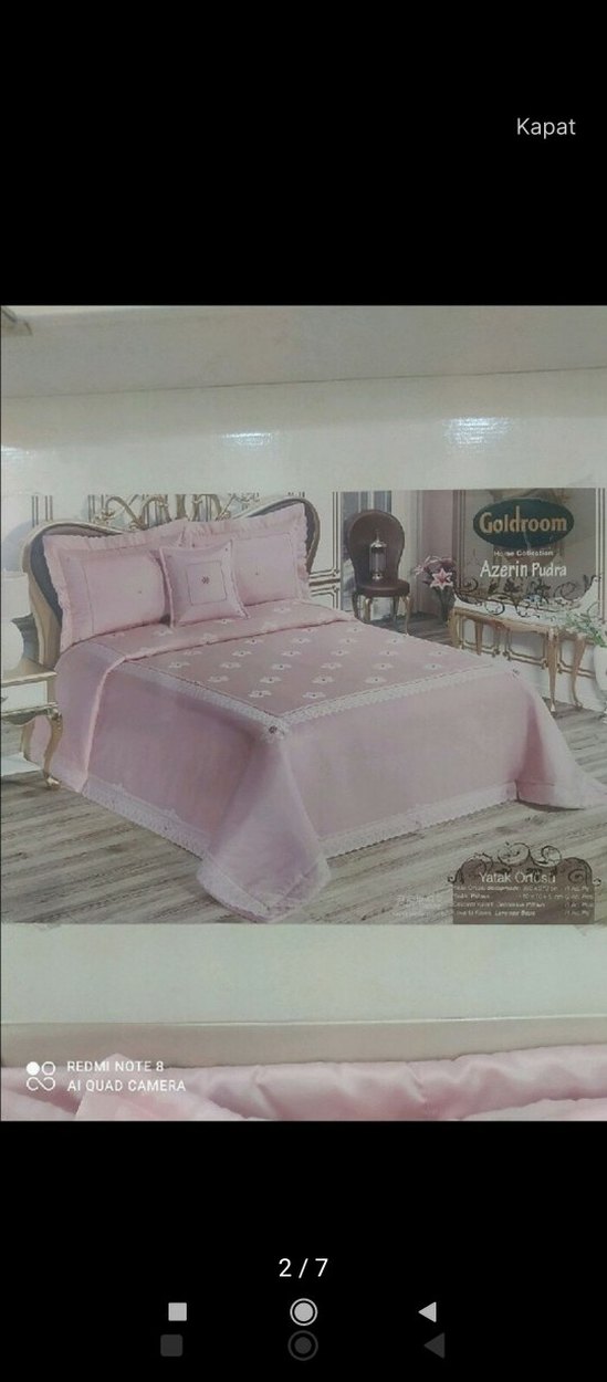 Nakışlı Pembe Yatak Örtüsü - Görsel 5