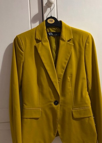 Zara Hardal Sarisi Tek Dugmeli Blazer Ceket