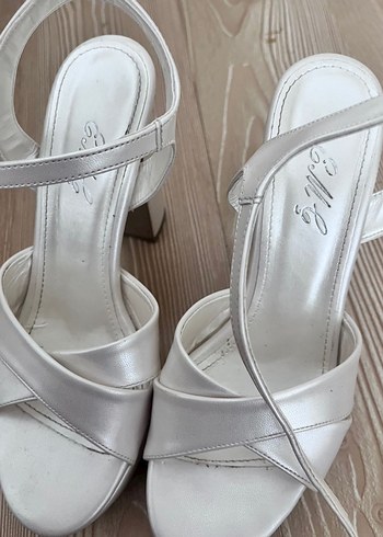 Beyaz Platform Topuklu Kadın Abiye Ayakkabı - Görsel 4