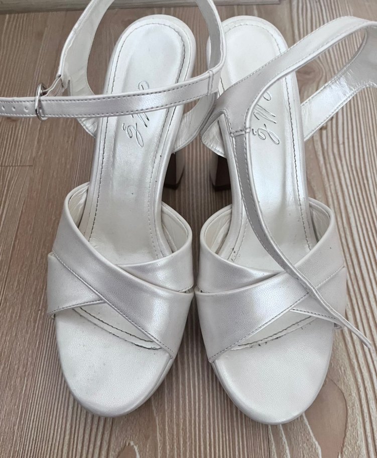 Beyaz Platform Topuklu Kadın Abiye Ayakkabı - Görsel 2