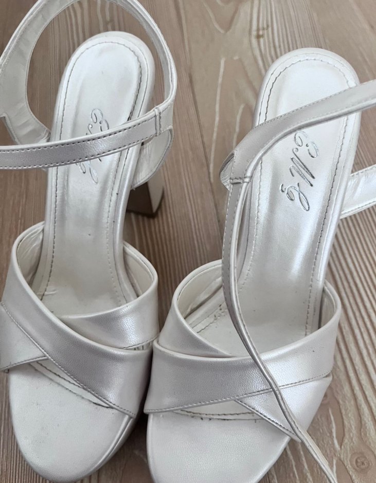 Beyaz Platform Topuklu Kadın Abiye Ayakkabı - Görsel 4